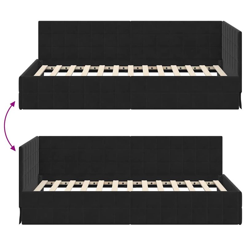 Casa si Gradina - Mobilier - Paturi si accesorii - Paturi - Cadru de pat coltar cu headboard Negru 90 x 190 cm Catifea - Infinity.ro