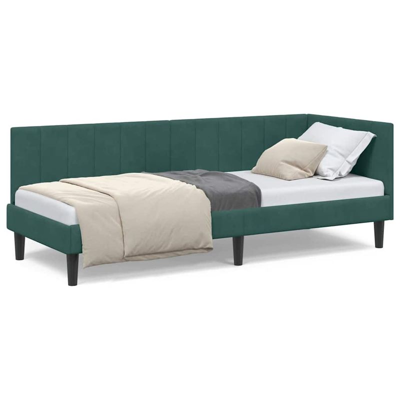 Casa si Gradina - Mobilier - Paturi si accesorii - Paturi - Cadru de pat coltar Verde inchis 80 x 200 cm Catifea - Infinity.ro