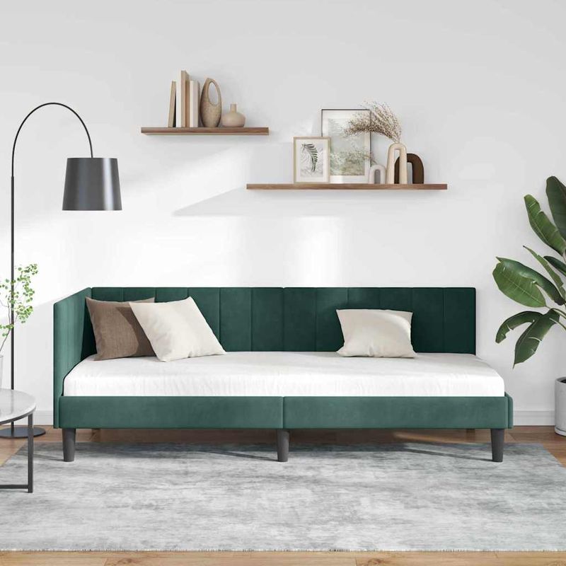 Casa si Gradina - Mobilier - Paturi si accesorii - Paturi - Cadru de pat coltar Verde inchis 80 x 200 cm Catifea - Infinity.ro