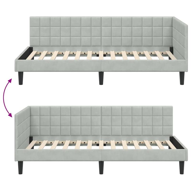 Casa si Gradina - Mobilier - Paturi si accesorii - Paturi - Cadru de pat coltar Gri deschis 100 x 200 cm Catifea - Infinity.ro