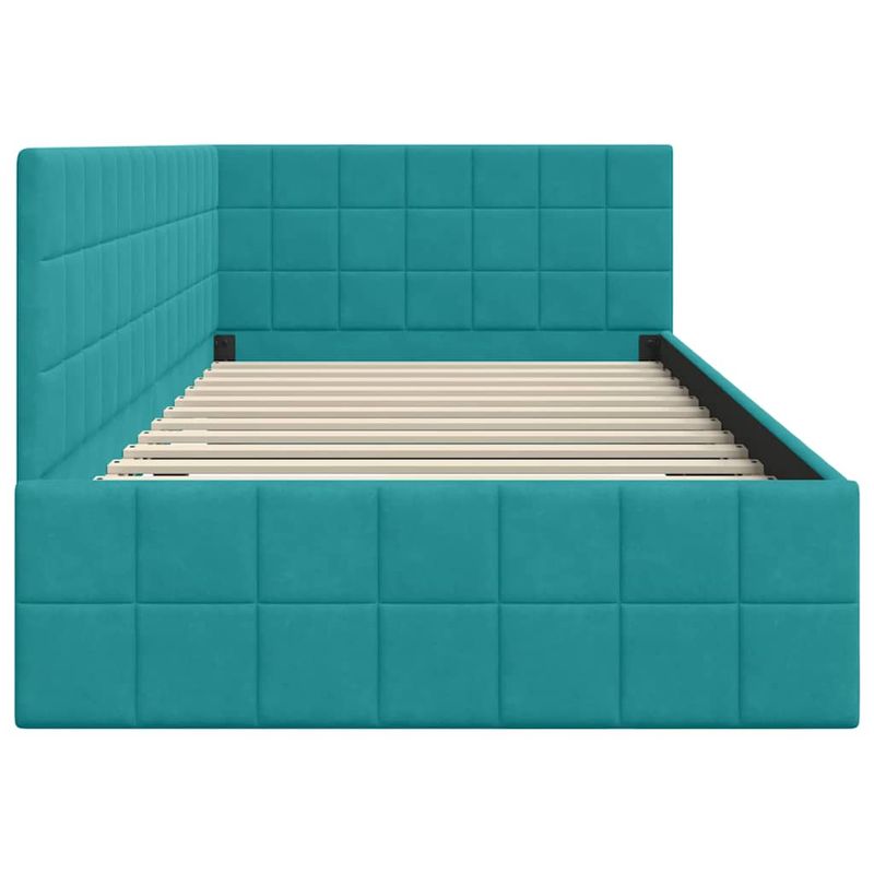 Casa si Gradina - Mobilier - Paturi si accesorii - Paturi - Cadru de pat coltar cu headboard Turcoaz 90 x 200 cm Catifea - Infinity.ro