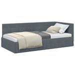 Casa si Gradina - Mobilier - Paturi si accesorii - Paturi - Cadru de pat coltar cu headboard Gri inchis 90 x 200 cm Catifea - Infinity.ro