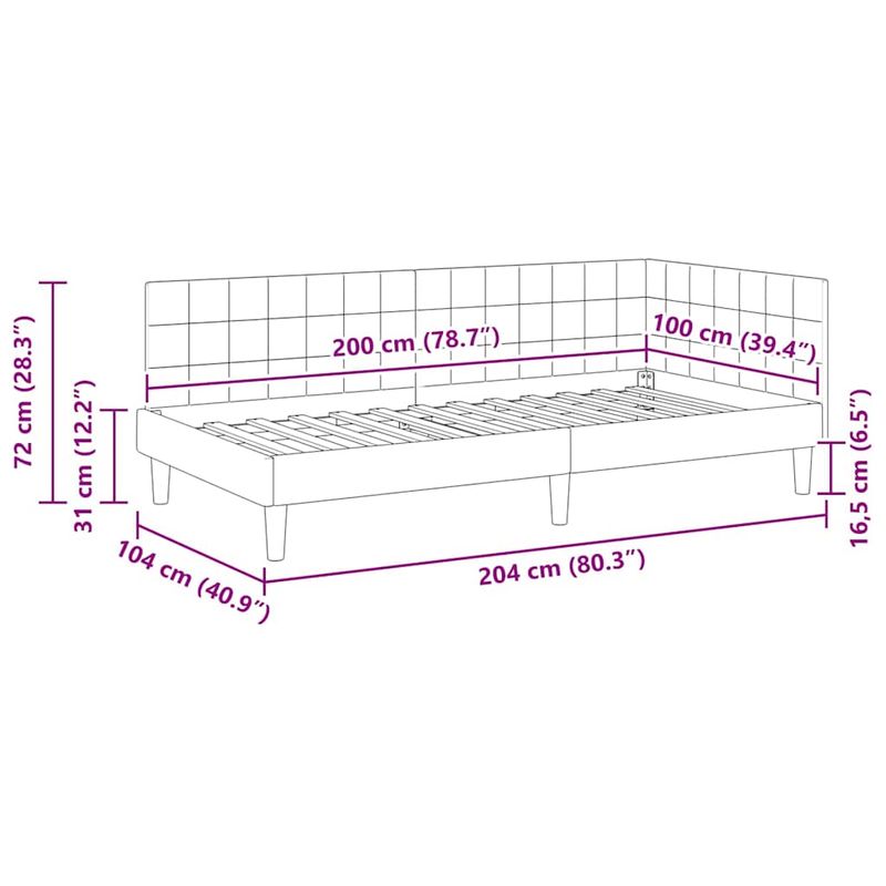 Casa si Gradina - Mobilier - Paturi si accesorii - Paturi - Cadru de pat coltar Gri deschis 100 x 200 cm Catifea - Infinity.ro