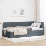 Casa si Gradina - Mobilier - Paturi si accesorii - Paturi - Cadru de pat coltar cu headboard Gri inchis 90 x 200 cm Catifea - Infinity.ro