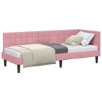 Casa si Gradina - Mobilier - Paturi si accesorii - Paturi - Cadru de pat coltar cu headboard Roz 80 x 200 cm Catifea - Infinity.ro