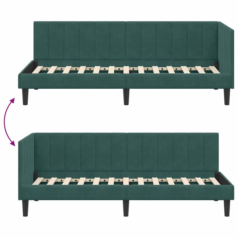 Casa si Gradina - Mobilier - Paturi si accesorii - Paturi - Cadru de pat coltar Verde inchis 80 x 200 cm Catifea - Infinity.ro