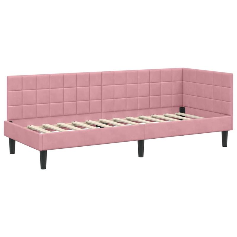 Casa si Gradina - Mobilier - Paturi si accesorii - Paturi - Cadru de pat coltar cu headboard Roz 80 x 200 cm Catifea - Infinity.ro