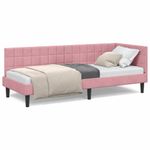 Casa si Gradina - Mobilier - Paturi si accesorii - Paturi - Cadru de pat coltar cu headboard Roz 80 x 200 cm Catifea - Infinity.ro