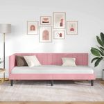 Casa si Gradina - Mobilier - Paturi si accesorii - Paturi - Cadru de pat coltar cu headboard Roz 80 x 200 cm Catifea - Infinity.ro