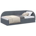 Casa si Gradina - Mobilier - Paturi si accesorii - Paturi - Cadru de pat coltar cu headboard Gri inchis 90 x 200 cm Catifea - Infinity.ro