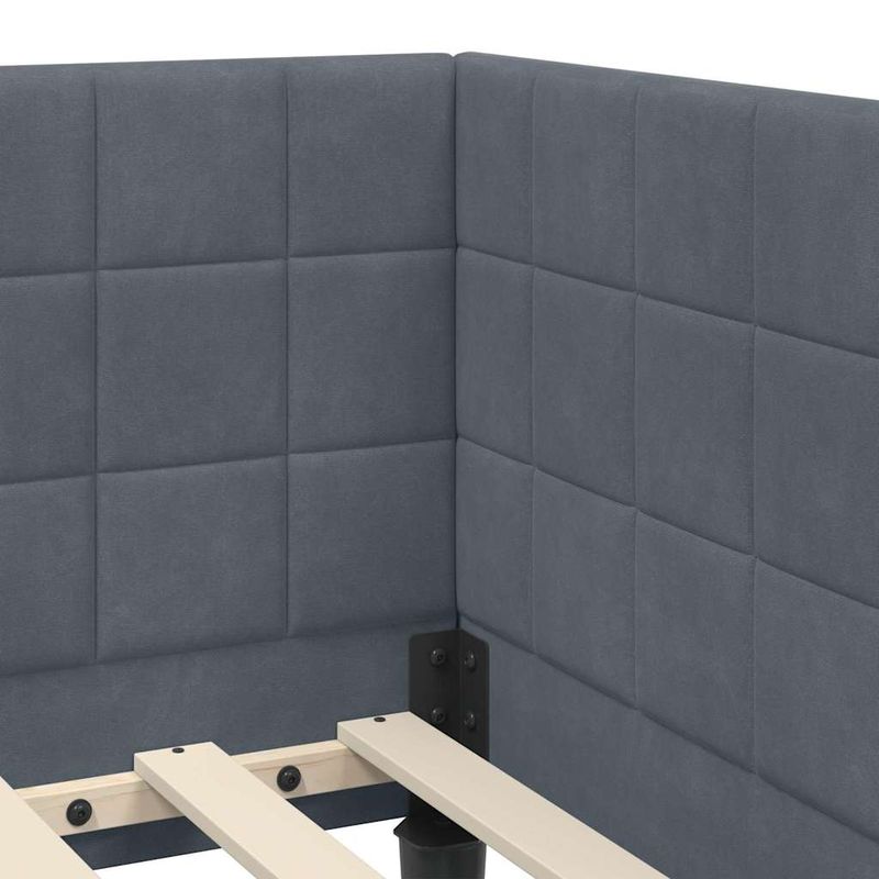 Casa si Gradina - Mobilier - Paturi si accesorii - Paturi - Cadru de pat coltar cu headboard Gri inchis 90 x 200 cm Catifea - Infinity.ro