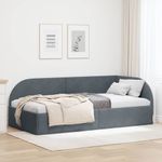 Casa si Gradina - Mobilier - Paturi si accesorii - Paturi - Cadru de pat coltar cu headboard Gri inchis 90 x 200 cm Catifea - Infinity.ro