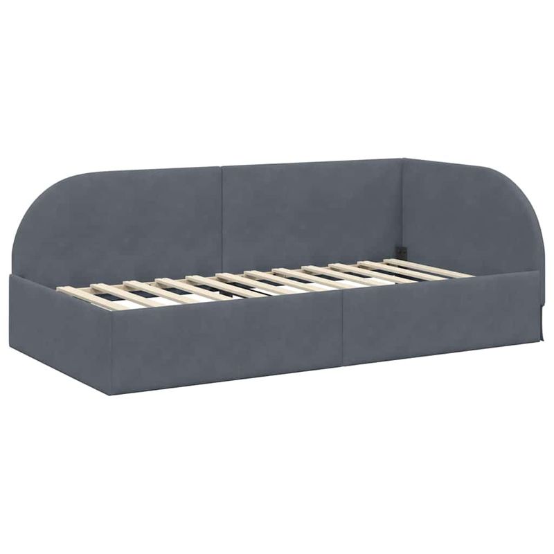 Casa si Gradina - Mobilier - Paturi si accesorii - Paturi - Cadru de pat coltar cu headboard Gri inchis 90 x 200 cm Catifea - Infinity.ro