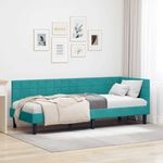Casa si Gradina - Mobilier - Paturi si accesorii - Paturi - Cadru de pat coltar cu headboard Turcoaz 80 x 200 cm Catifea - Infinity.ro