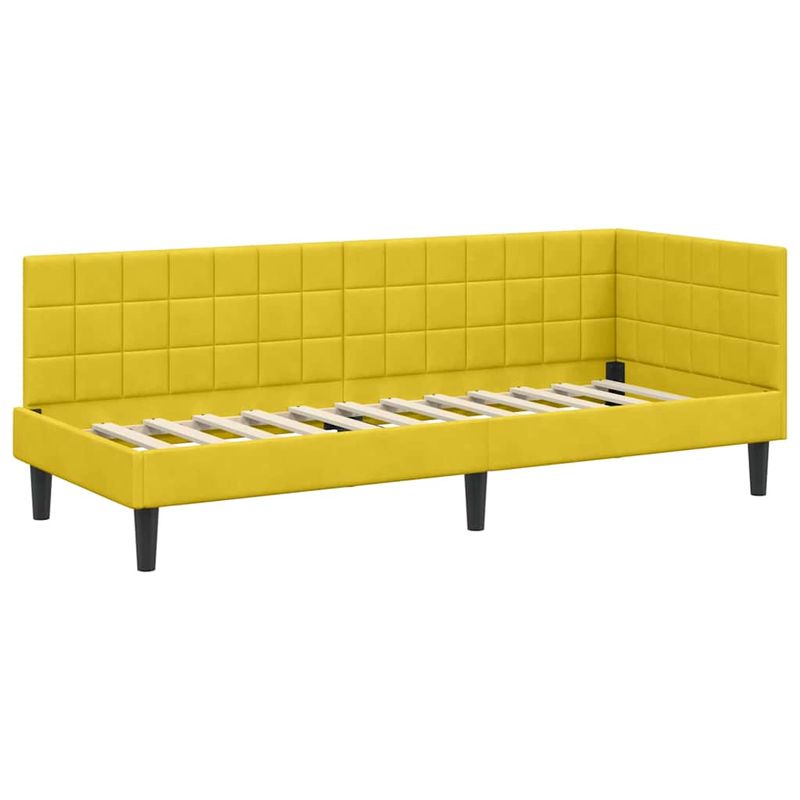 Casa si Gradina - Mobilier - Paturi si accesorii - Paturi - Cadru de pat coltar cu headboard Galben 80 x 200 cm Catifea - Infinity.ro