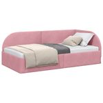 Casa si Gradina - Mobilier - Paturi si accesorii - Paturi - Cadru de pat coltar cu headboard Roz 90 x 200 cm Catifea - Infinity.ro