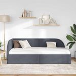 Casa si Gradina - Mobilier - Paturi si accesorii - Paturi - Cadru de pat coltar cu headboard Gri inchis 90 x 200 cm Catifea - Infinity.ro