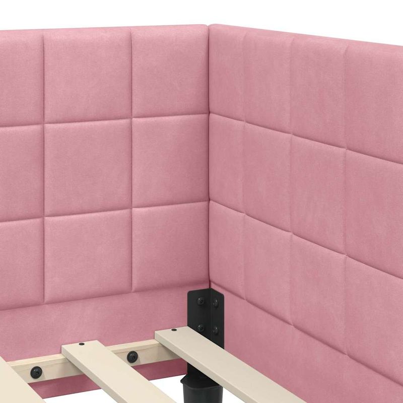 Casa si Gradina - Mobilier - Paturi si accesorii - Paturi - Cadru de pat coltar cu headboard Roz 80 x 200 cm Catifea - Infinity.ro