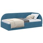 Casa si Gradina - Mobilier - Paturi si accesorii - Paturi - Cadru de pat coltar cu headboard albastru 90 x 200 cm Catifea - Infinity.ro