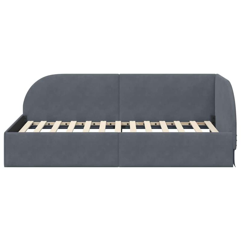 Casa si Gradina - Mobilier - Paturi si accesorii - Paturi - Cadru de pat coltar cu headboard Gri inchis 90 x 200 cm Catifea - Infinity.ro