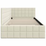 Casa si Gradina - Mobilier - Paturi si accesorii - Paturi - Cadru de pat coltar cu headboard Crem 90 x 200 cm Catifea - Infinity.ro