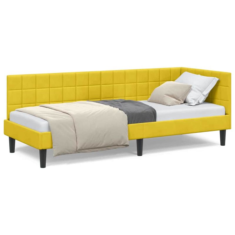 Casa si Gradina - Mobilier - Paturi si accesorii - Paturi - Cadru de pat coltar cu headboard Galben 80 x 200 cm Catifea - Infinity.ro