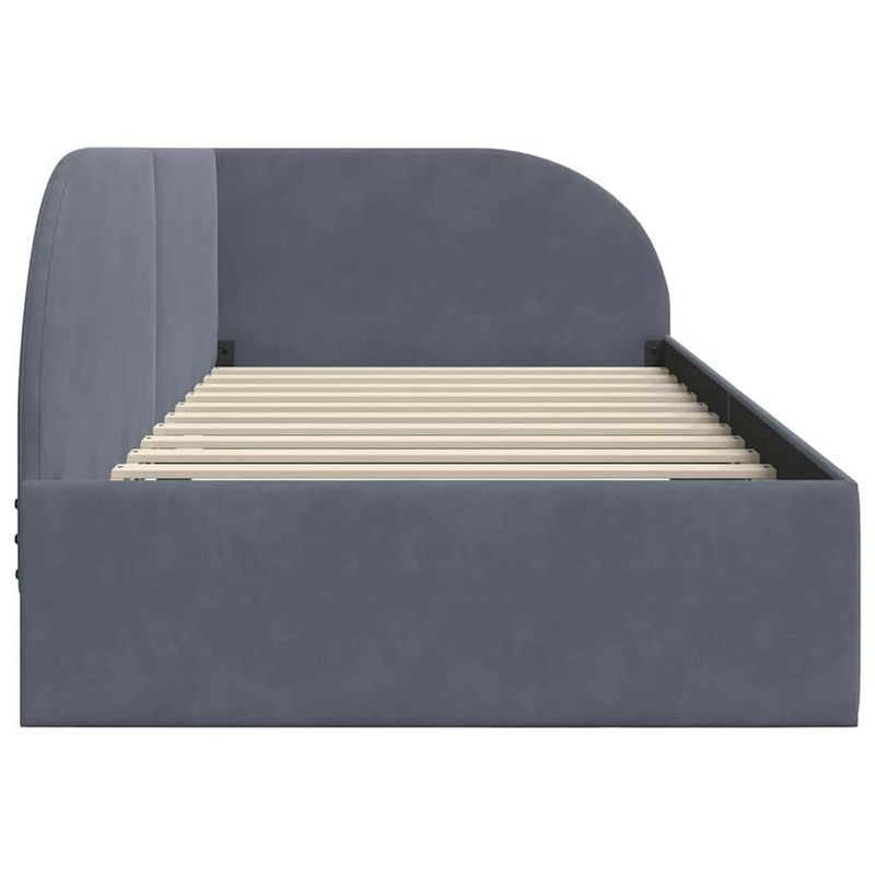 Casa si Gradina - Mobilier - Paturi si accesorii - Paturi - Cadru de pat coltar cu headboard Gri inchis 90 x 200 cm Catifea - Infinity.ro