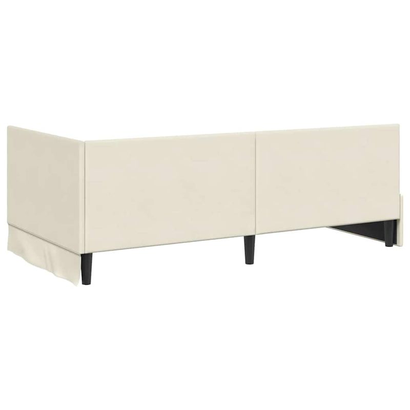 Casa si Gradina - Mobilier - Paturi si accesorii - Paturi - Cadru de pat coltar cu headboard Crem 90 x 200 cm Catifea - Infinity.ro