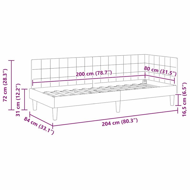 Casa si Gradina - Mobilier - Paturi si accesorii - Paturi - Cadru de pat coltar cu headboard Roz 80 x 200 cm Catifea - Infinity.ro