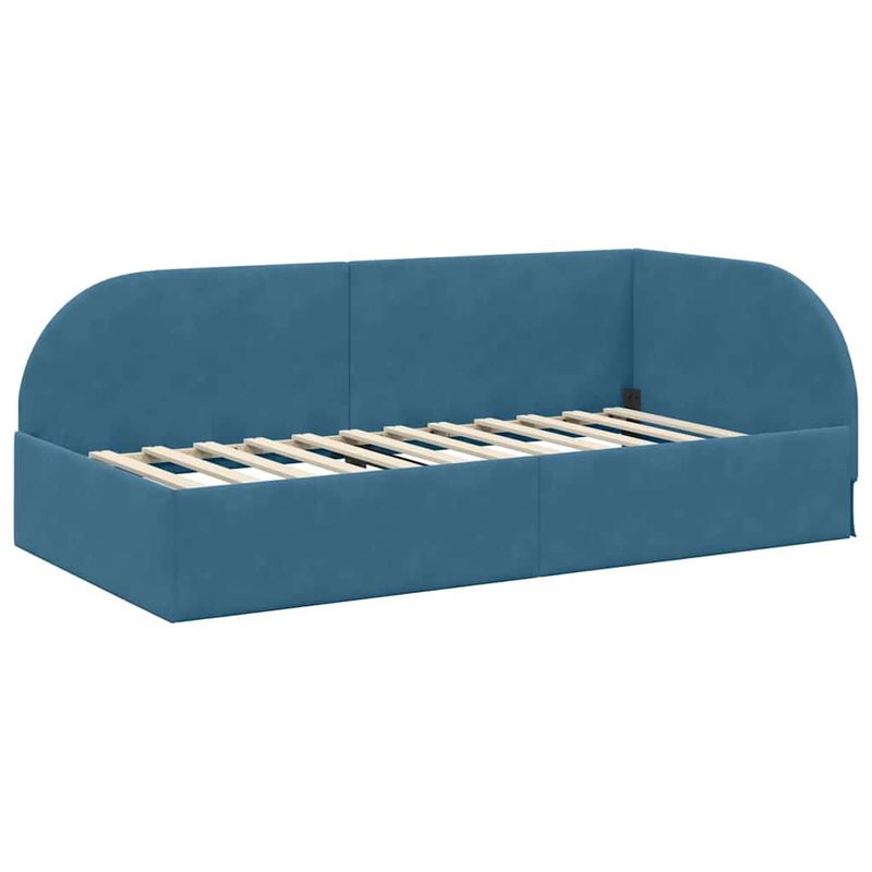 Casa si Gradina - Mobilier - Paturi si accesorii - Paturi - Cadru de pat coltar cu headboard albastru 90 x 200 cm Catifea - Infinity.ro