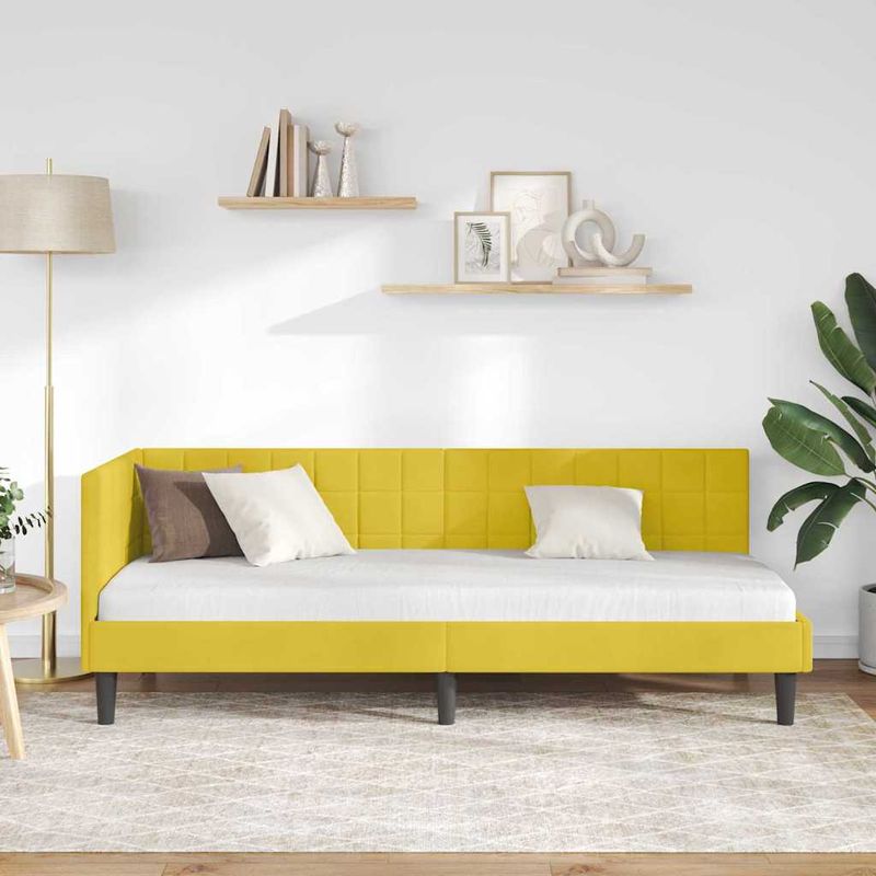 Casa si Gradina - Mobilier - Paturi si accesorii - Paturi - Cadru de pat coltar cu headboard Galben 80 x 200 cm Catifea - Infinity.ro