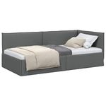 Casa si Gradina - Mobilier - Paturi si accesorii - Paturi - Cadru de pat coltar Gri inchis 90 x 200 cm tesatura - Infinity.ro