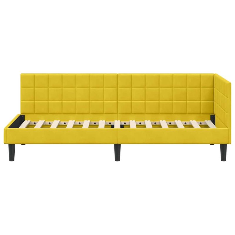Casa si Gradina - Mobilier - Paturi si accesorii - Paturi - Cadru de pat coltar cu headboard Galben 80 x 200 cm Catifea - Infinity.ro