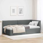Casa si Gradina - Mobilier - Paturi si accesorii - Paturi - Cadru de pat coltar Gri inchis 90 x 200 cm tesatura - Infinity.ro