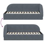 Casa si Gradina - Mobilier - Paturi si accesorii - Paturi - Cadru de pat coltar cu headboard Gri inchis 90 x 200 cm Catifea - Infinity.ro