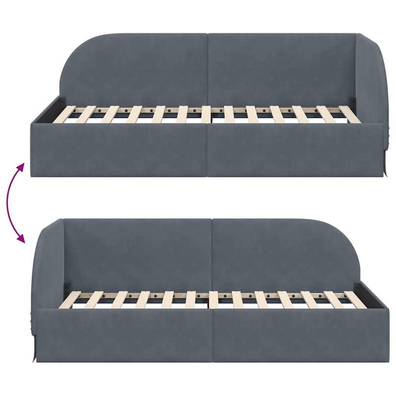 Casa si Gradina - Mobilier - Paturi si accesorii - Paturi - Cadru de pat coltar cu headboard Gri inchis 90 x 200 cm Catifea - Infinity.ro