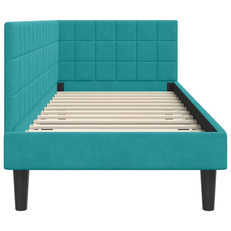 Casa si Gradina - Mobilier - Paturi si accesorii - Paturi - Cadru de pat coltar cu headboard Turcoaz 80 x 200 cm Catifea - Infinity.ro