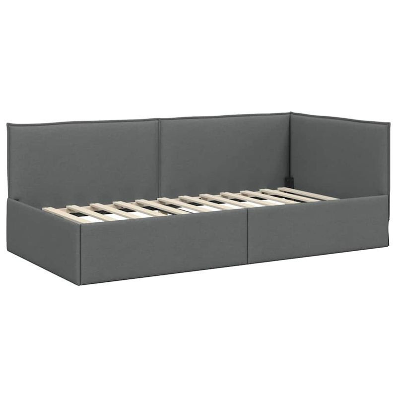 Casa si Gradina - Mobilier - Paturi si accesorii - Paturi - Cadru de pat coltar Gri inchis 90 x 200 cm tesatura - Infinity.ro