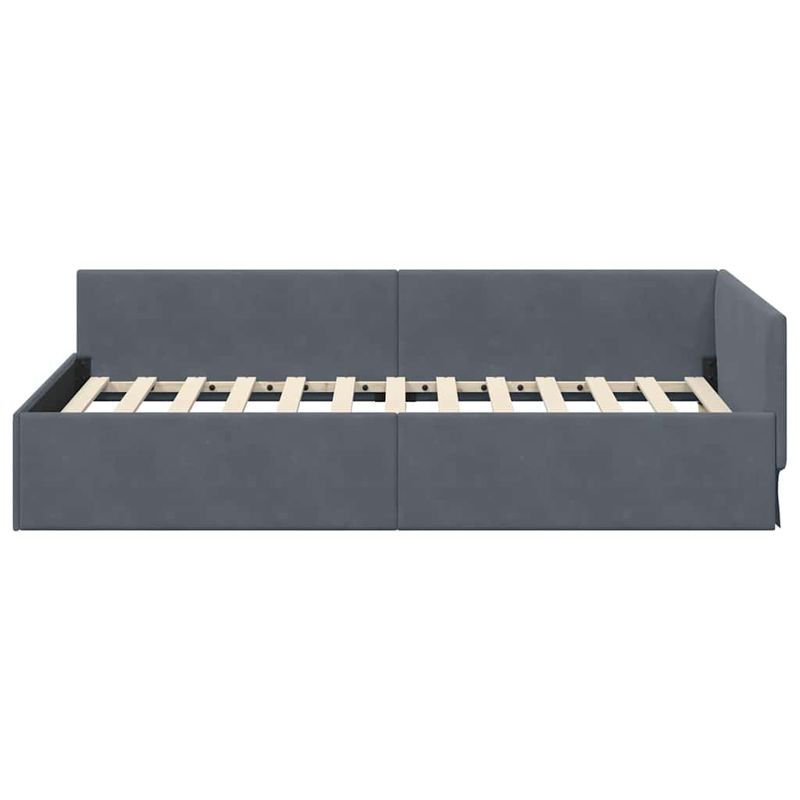 Casa si Gradina - Mobilier - Paturi si accesorii - Paturi - Cadru de pat coltar Altele cu headboard Gri inchis 90 x 200 cm - Infinity.ro
