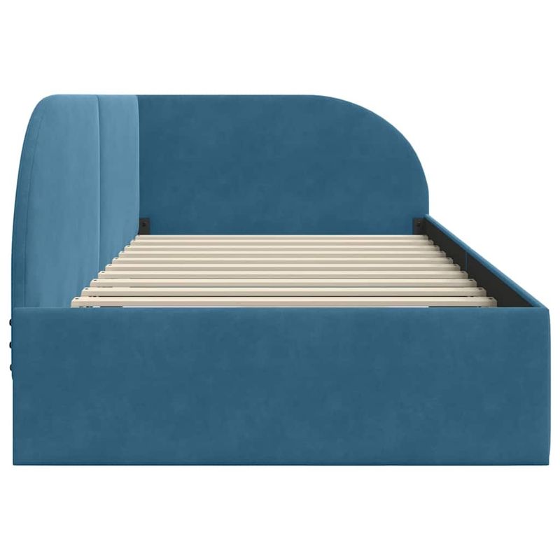 Casa si Gradina - Mobilier - Paturi si accesorii - Paturi - Cadru de pat coltar cu headboard albastru 90 x 200 cm Catifea - Infinity.ro