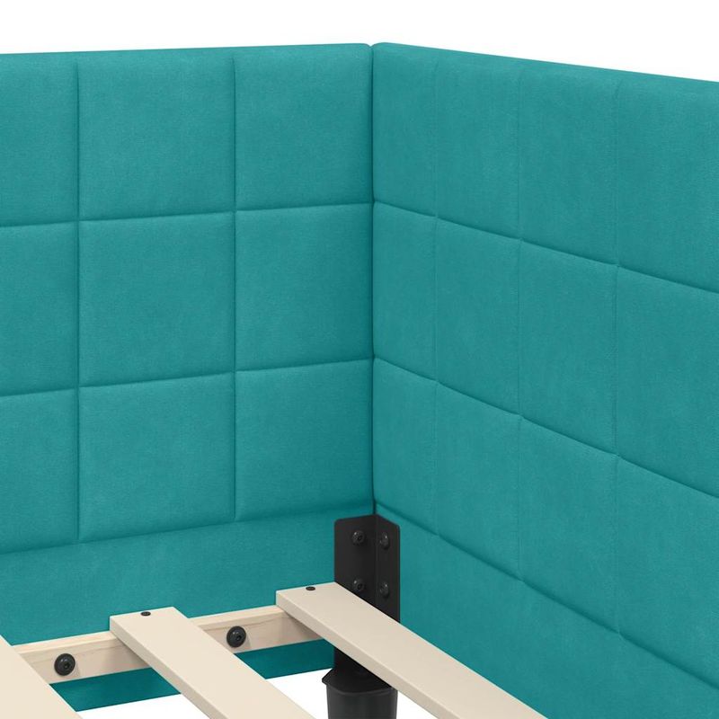Casa si Gradina - Mobilier - Paturi si accesorii - Paturi - Cadru de pat coltar cu headboard Turcoaz 80 x 200 cm Catifea - Infinity.ro