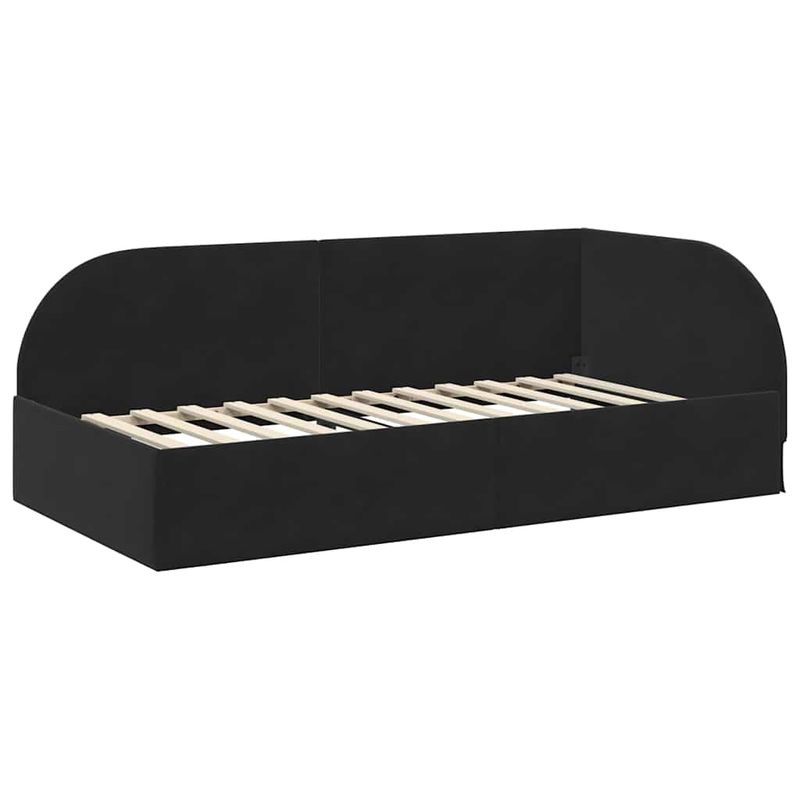 Casa si Gradina - Mobilier - Paturi si accesorii - Paturi - Cadru de pat coltar cu headboard Negru 90 x 200 cm Catifea - Infinity.ro