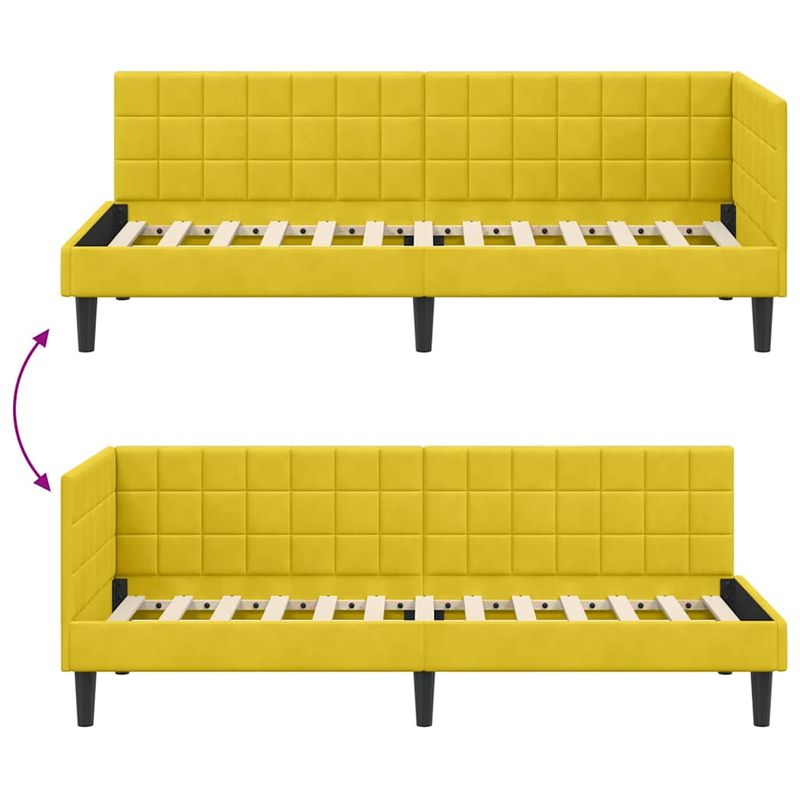 Casa si Gradina - Mobilier - Paturi si accesorii - Paturi - Cadru de pat coltar cu headboard Galben 80 x 200 cm Catifea - Infinity.ro