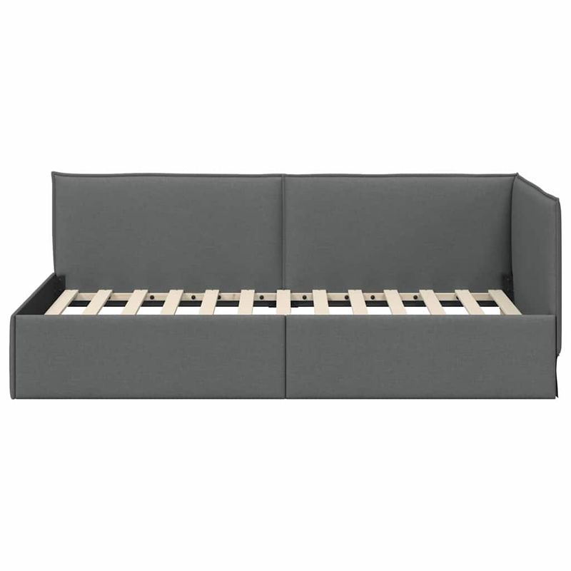 Casa si Gradina - Mobilier - Paturi si accesorii - Paturi - Cadru de pat coltar Gri inchis 90 x 200 cm tesatura - Infinity.ro