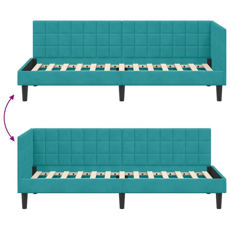 Casa si Gradina - Mobilier - Paturi si accesorii - Paturi - Cadru de pat coltar cu headboard Turcoaz 80 x 200 cm Catifea - Infinity.ro
