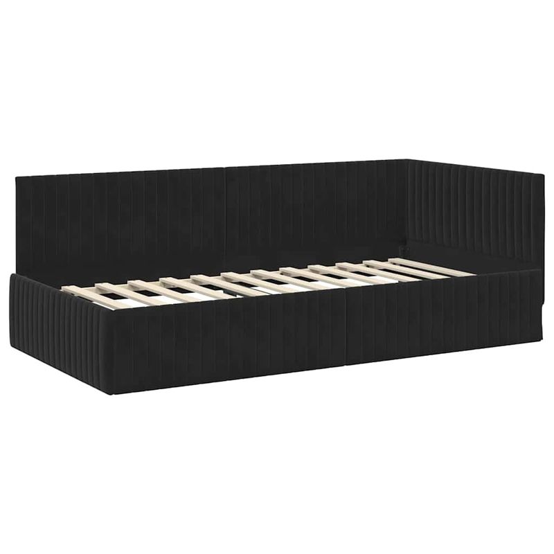 Casa si Gradina - Mobilier - Paturi si accesorii - Paturi - Cadru de pat coltar cu headboard Negru 100 x 200 cm Catifea - Infinity.ro