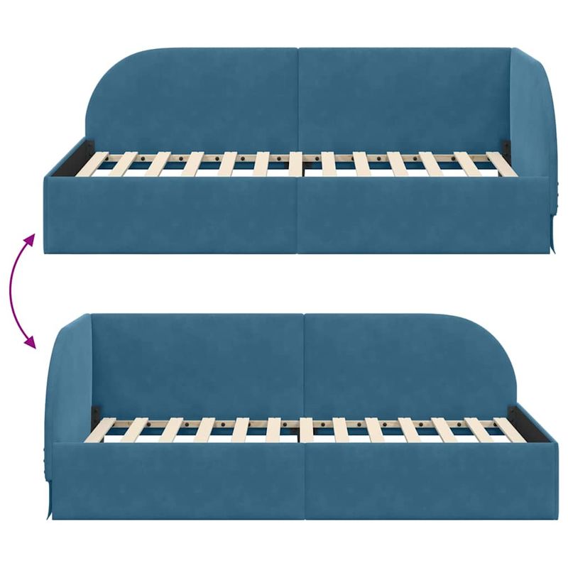 Casa si Gradina - Mobilier - Paturi si accesorii - Paturi - Cadru de pat coltar cu headboard albastru 90 x 200 cm Catifea - Infinity.ro
