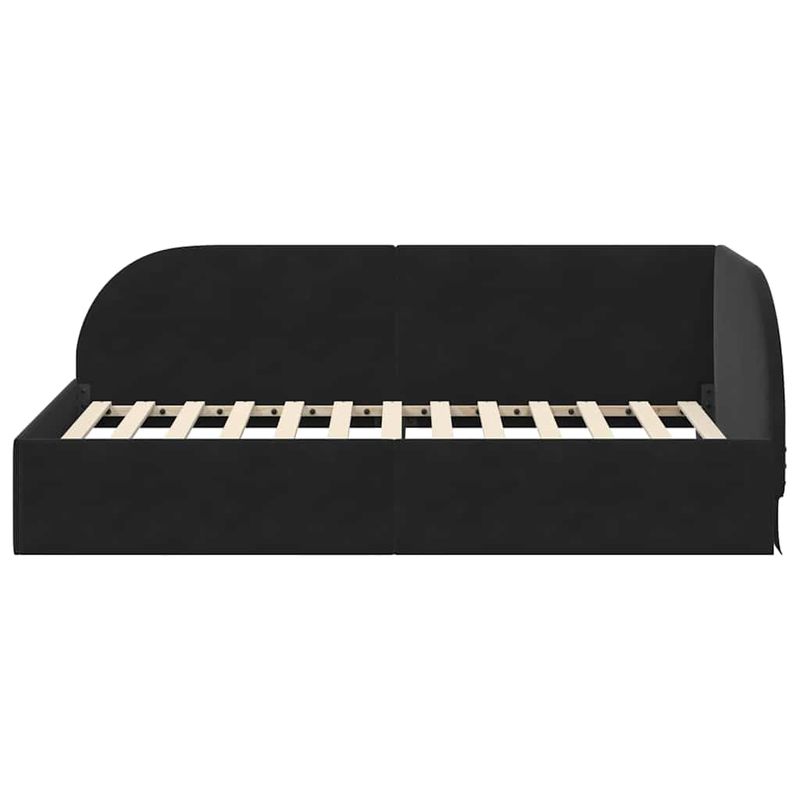 Casa si Gradina - Mobilier - Paturi si accesorii - Paturi - Cadru de pat coltar cu headboard Negru 90 x 200 cm Catifea - Infinity.ro