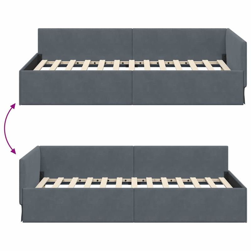 Casa si Gradina - Mobilier - Paturi si accesorii - Paturi - Cadru de pat coltar Altele cu headboard Gri inchis 90 x 200 cm - Infinity.ro