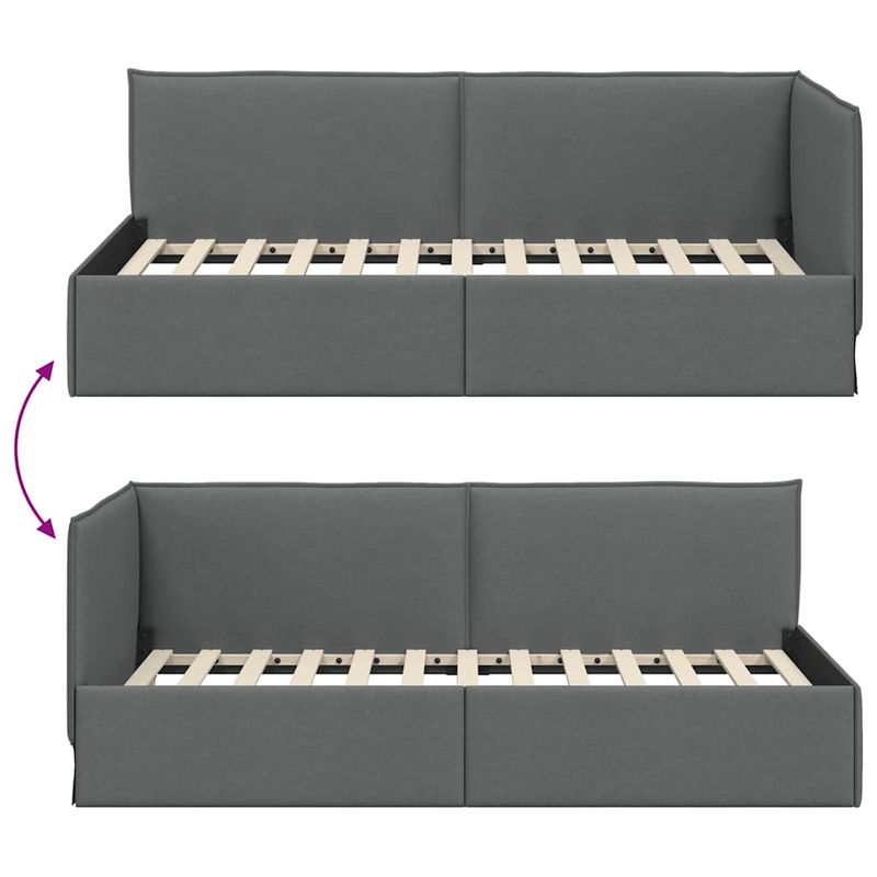 Casa si Gradina - Mobilier - Paturi si accesorii - Paturi - Cadru de pat coltar Gri inchis 90 x 200 cm tesatura - Infinity.ro